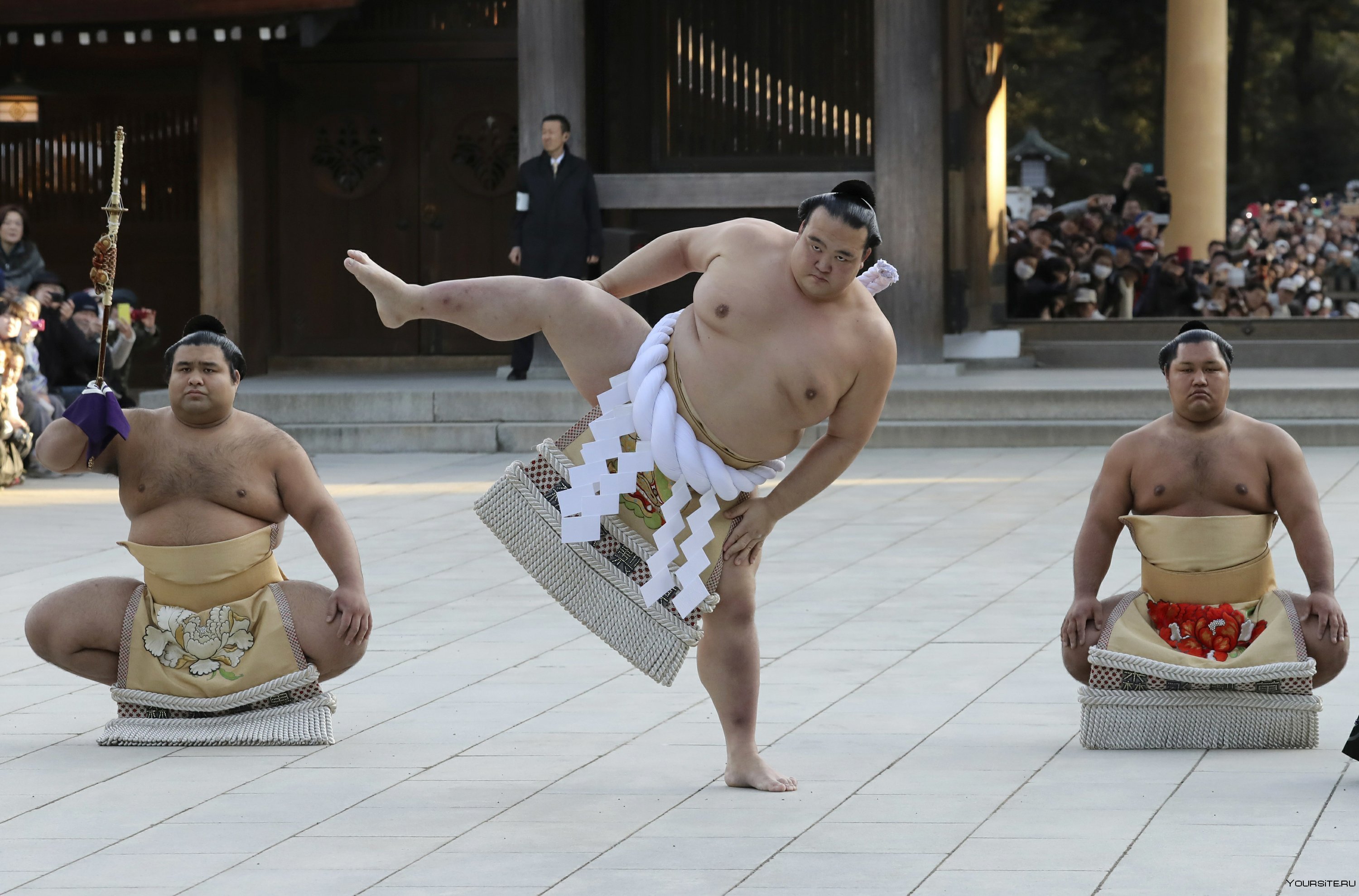 Схватка якодзун. Японские борцы сумо. Японский спорт сумо. Сумо спорт в Японии.